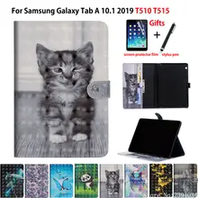Чехол для samsung Galaxy Tab A 10,1 T510 T515 SM-T510 SM-T515 чехол Funda 3D Чехол С Откидывающейся Крышкой с рисунком животных+ подарок