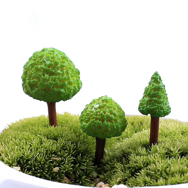 3 pcs Green Tree Miniature Fairy Garden Home Houses Decoration Mini Craft Micro Landscaping Decor DIY Accessories