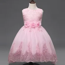 Children Dress Girls New 2017 Summer Brand Fashion Bow Floral Kids Wedding Party Dresses Sequins Princess Vestido Kids Clothes