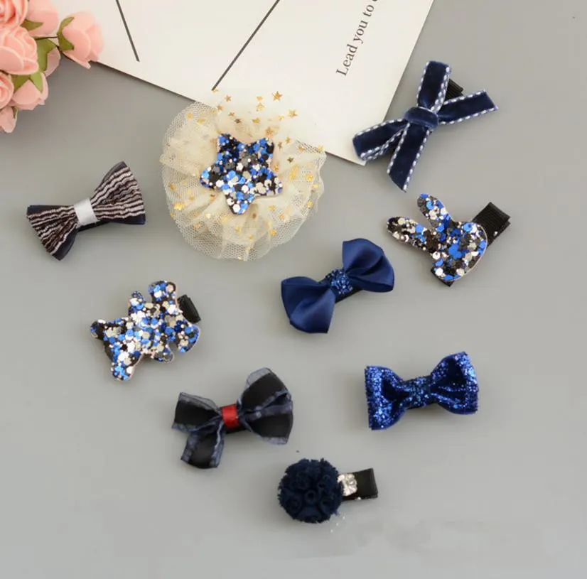 

8-9pcs/set Boutique Girls Hair accessories Set Cartoon Lace star hair clips Flower Bowknot Hairpins toddler baby Headwear TZ25