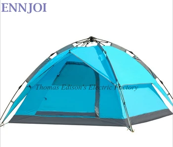 

3--4 Person Camping Tent Double Layers Fully Automatic Open Up Tents 210D PU Waterproof Windproof Hiking Picnic Tents