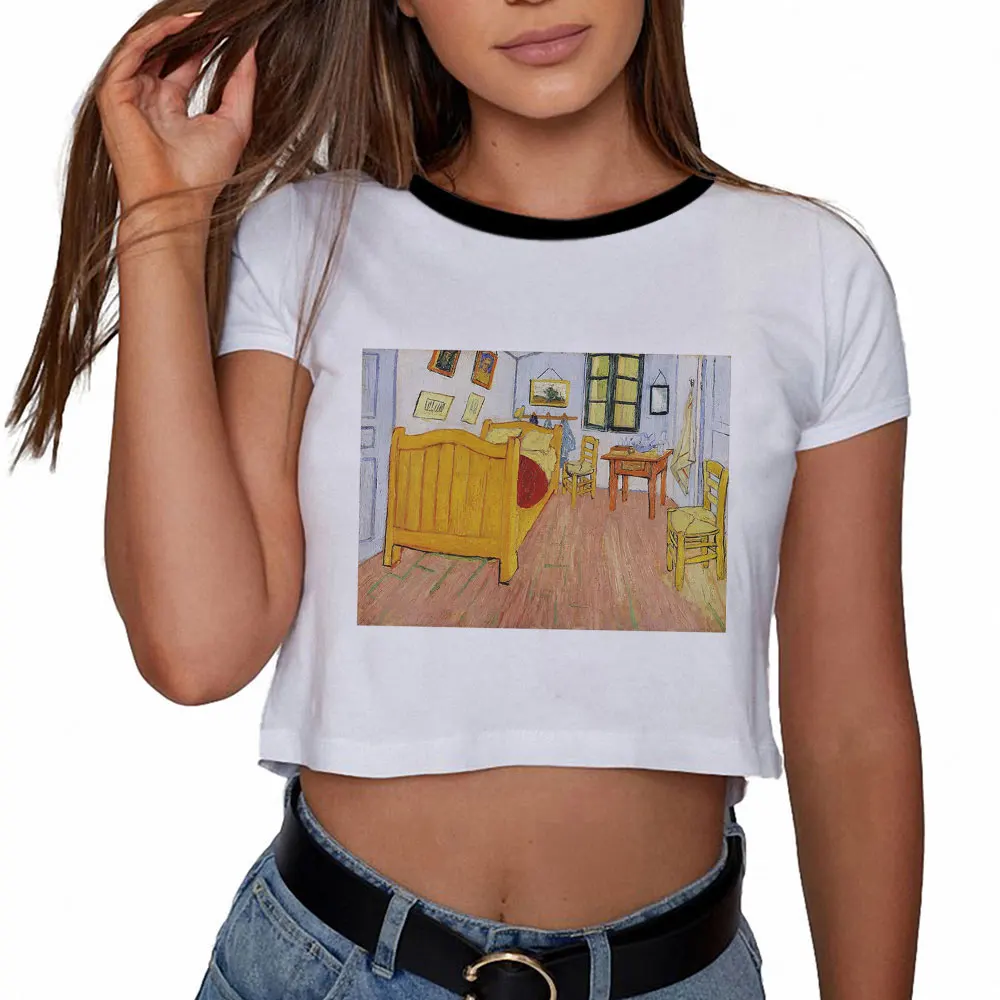 

Hot Selling Harajuku Tops Female Clothes Aesthetic Van Gogh Tshirt Vintage Oil Art Print Short Sleeved Casual Tee Tumblr Clothes