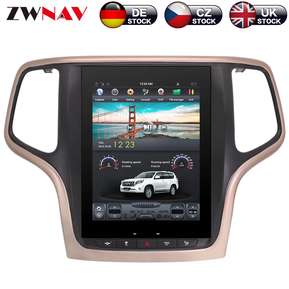 Discount ZWNVA Tesla Style IPS Plus Screen Android 7.1 Car No DVD Player GPS Navigation For JEEP Grand Cherokee 2014 2015 2016 2017 0