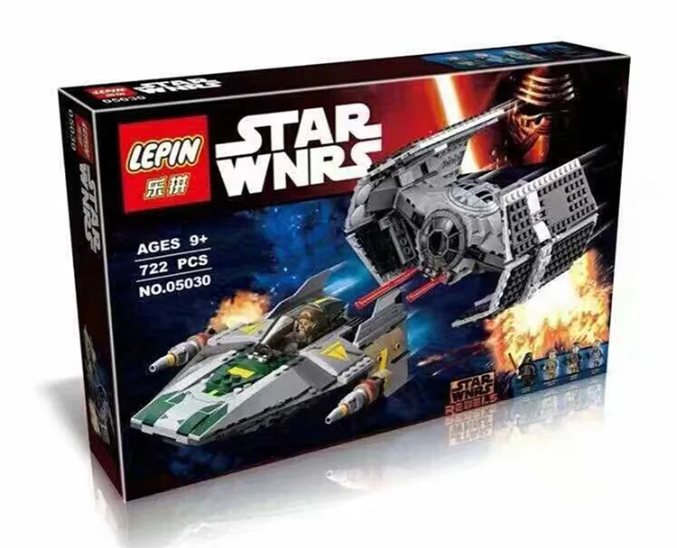 

Building Blocks 722Pcs Star Wars Vader Tie Advanced VS A-wing Starfighter Toys For Children Compatible With 75150 LEPIN 05030