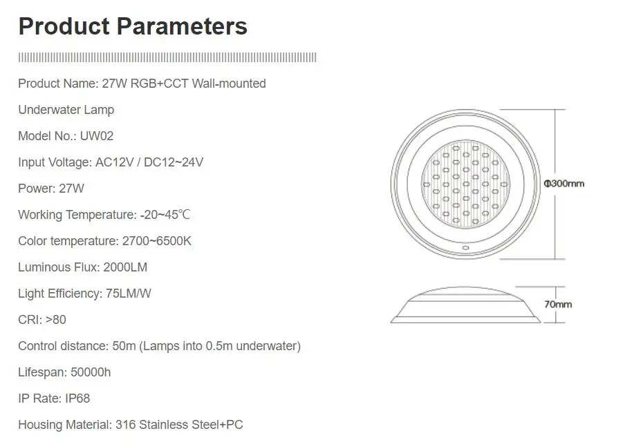 Mi светильник DC12-24V IP68 9 Вт 15 Вт 27 Вт подводный светильник RGB+ CCT подводный светильник Настенный 27 Вт RGB+ CCT PAR56 Светодиодный светильник для бассейна 433 МГц