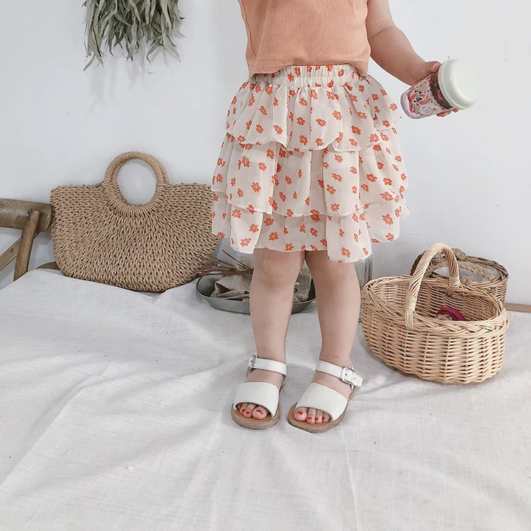 

2019 Summer New Girls Tutu Cake Chiffon Flower Short Skirt Toddler Children Casual Princess Halfway Skirts Baby Ruffles Skirts