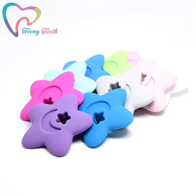 5 PCS BPA Free Silicone Star Teether Beads Chew Teething Nursing Toys For Baby Pacifier Clip Chain Accessories | Украшения и
