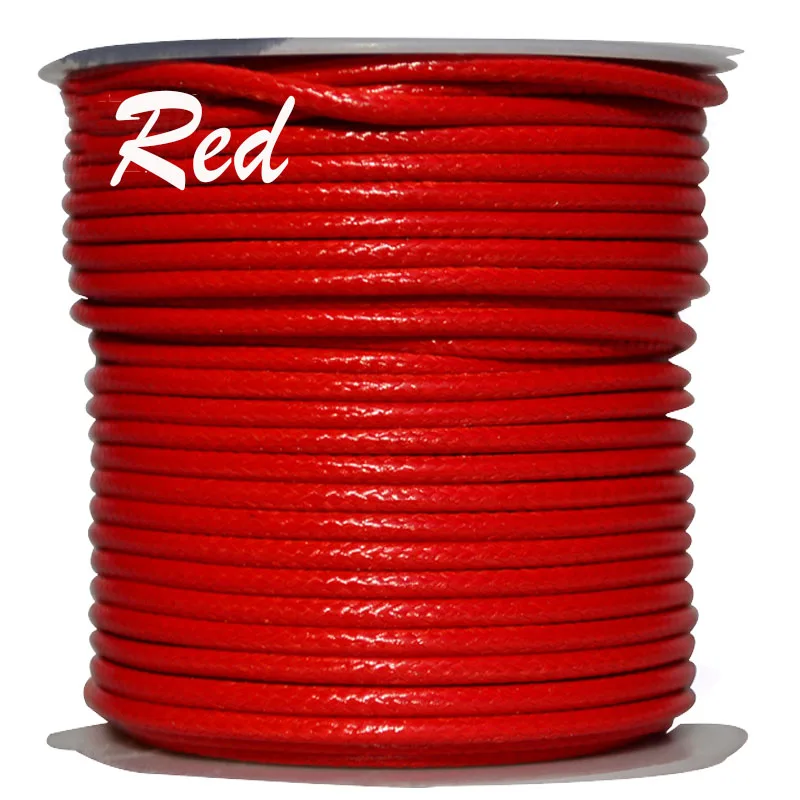 

3mm Red Korea Polyester Waxed Wax Cord Rope Thread + Diy Jewelry Findings Bracelet Necklace Wire String Accessories 50yards/roll