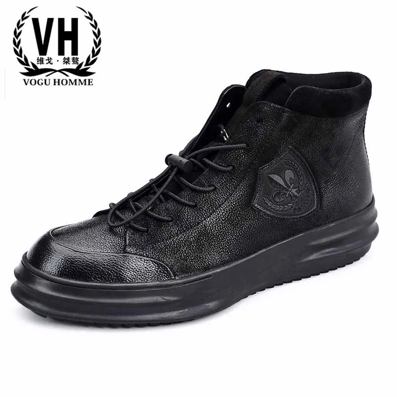 

autumn winter high top shoes men genuine leather retro leisure men's Martin boots youth fashion all-match cowhide breathable