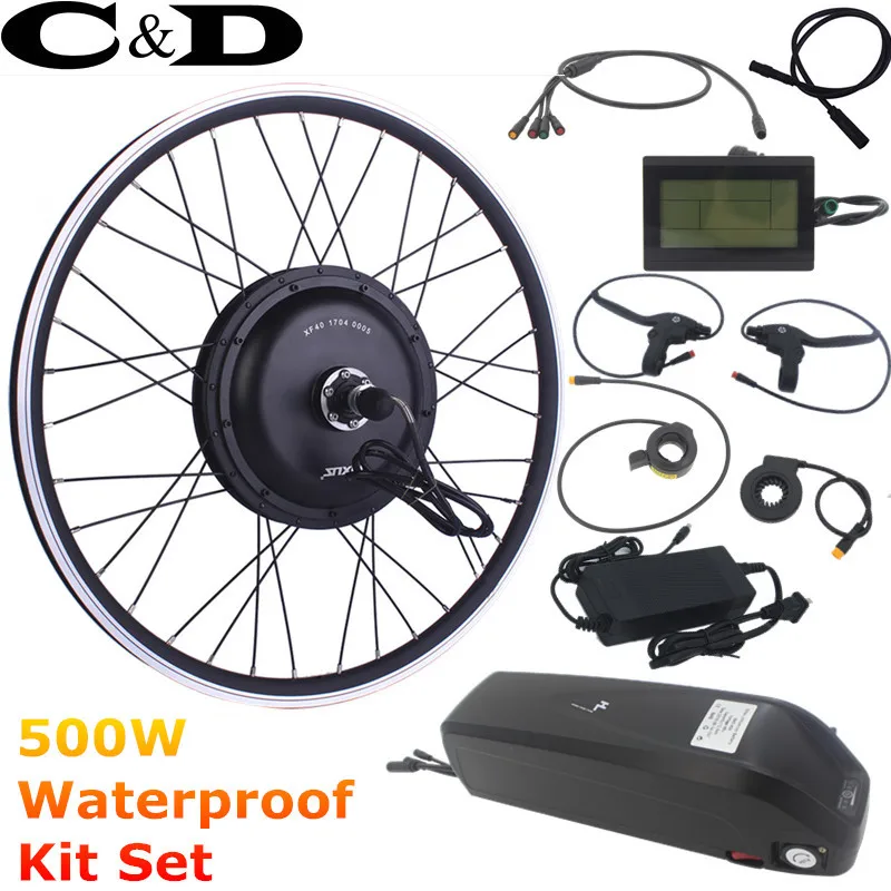 Водонепроницаемый разъем 500 Вт 48 В 13AH 17.5AH Электрический велосипед Ebike Conversion Kit XF39