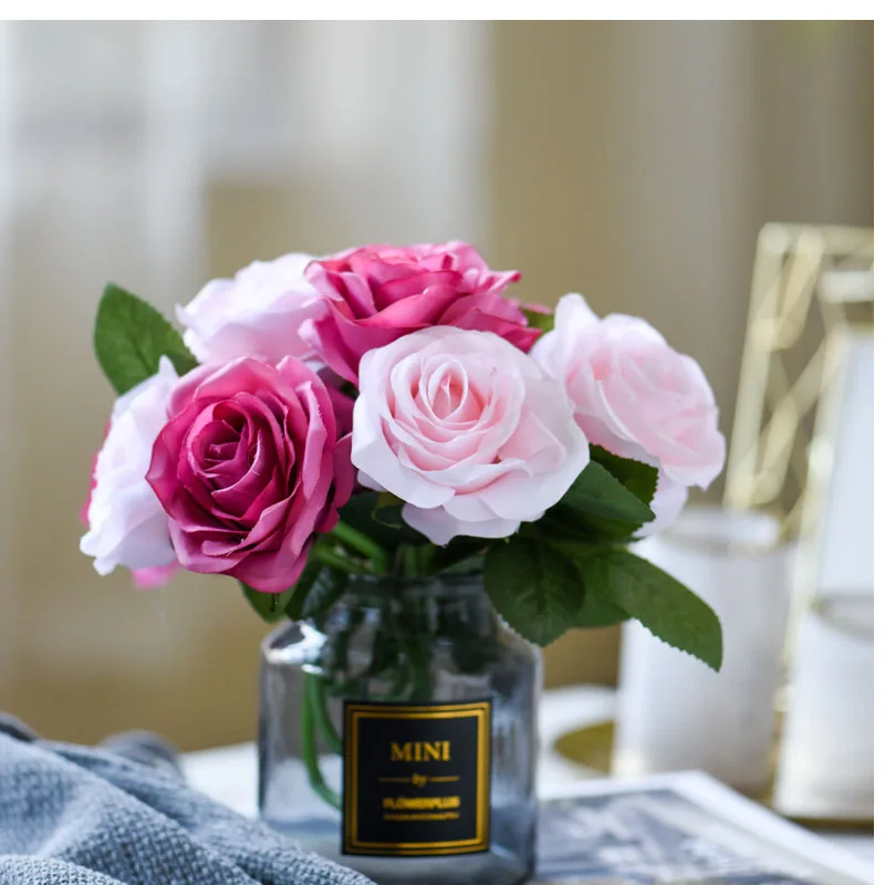roses artificial peony flower wedding bridal bouquet  (12)