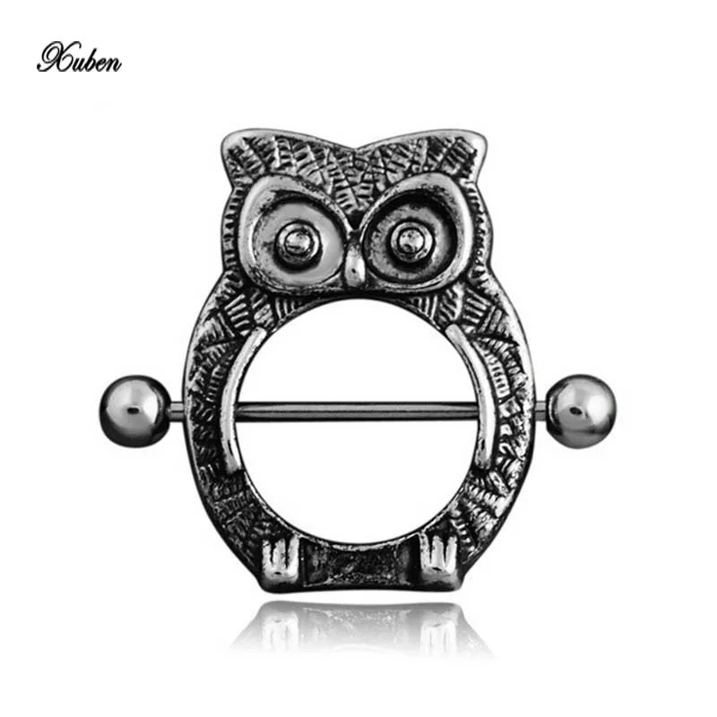 Xuben Stainless Steel owl Nipple Shield Ring Angel Heart Piercing Barbell Jewelry 14g 2 | Украшения и аксессуары