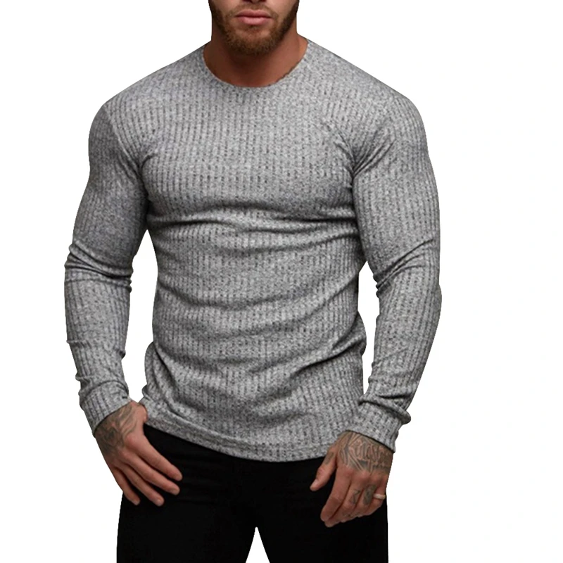 

Litthing 2019 Causal Solid Color Men Sweater Slim Long Sleeve Men Pullovers Cotton Blend Knitting Tops Male Knitwear New