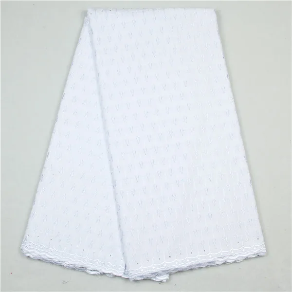 

5 yards newest design Swiss lace fabric white color African polish cotton lace fabric for making elegant party dress retail -30