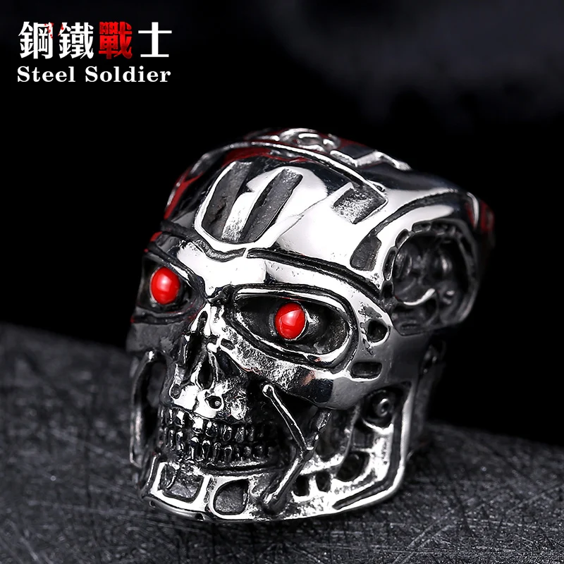 Stainless Steel Ring Finger Ring Men Jason Punk Exaggerated Personality Movie Terminator