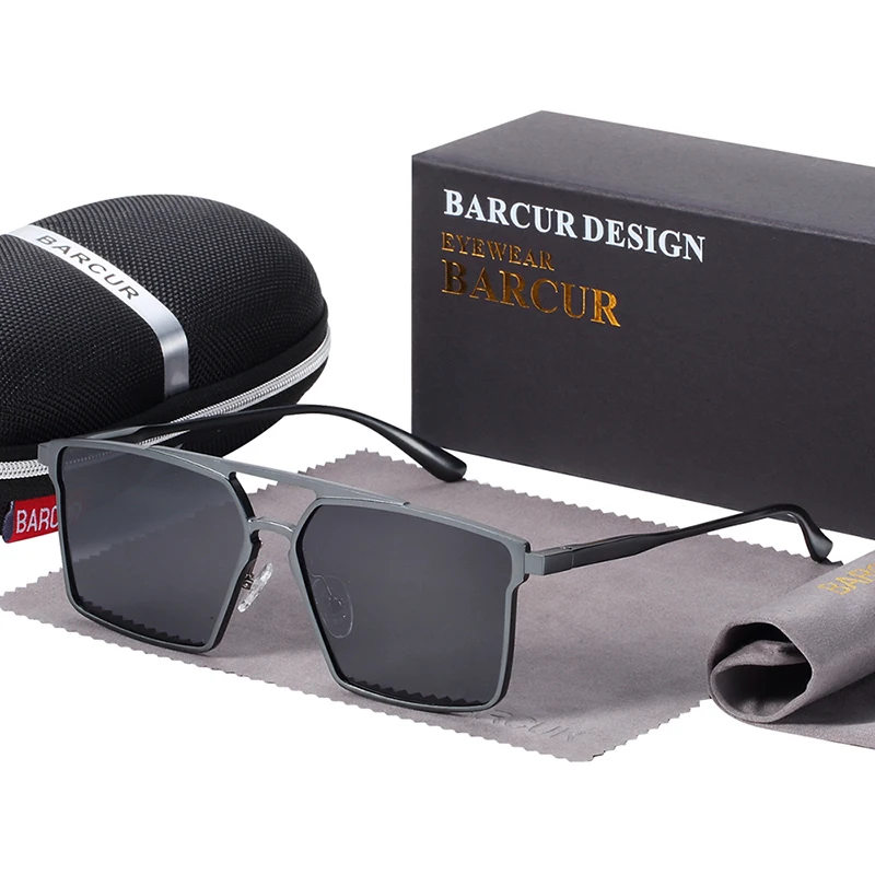BARCUR TR90 солнцезащитные очки Для Мужчин Поляризованные трендовая стильная Солнцезащитные очки Мужские антибликовые солнцезащитные с подарочной коробке