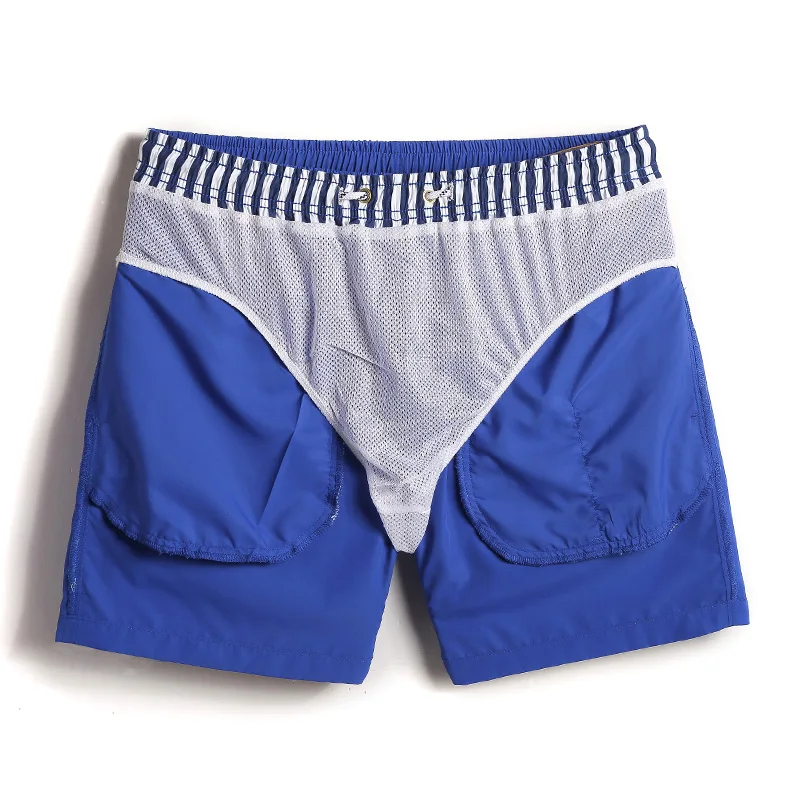Günstig Mensbadebekleidung reizvollen weißen board shorts strand surfing schweiß mesh liner männer badeanzüge badeanzüge plavky einfarbig dunkelblau
