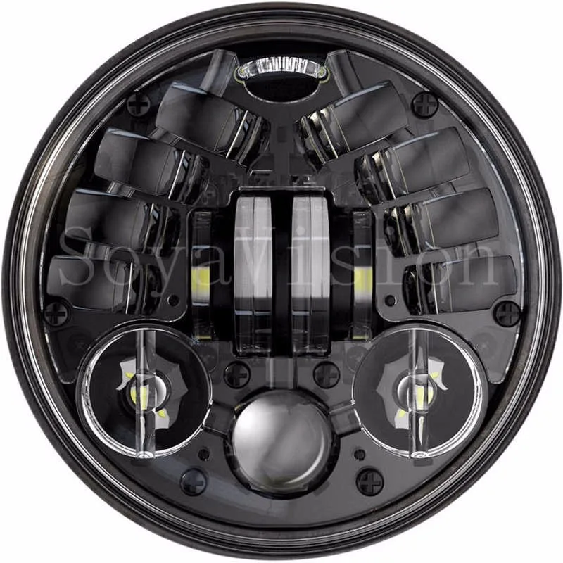 8690-A Black 5.75 5 34 LED Addaptive Headlight Harley Softail Dyna