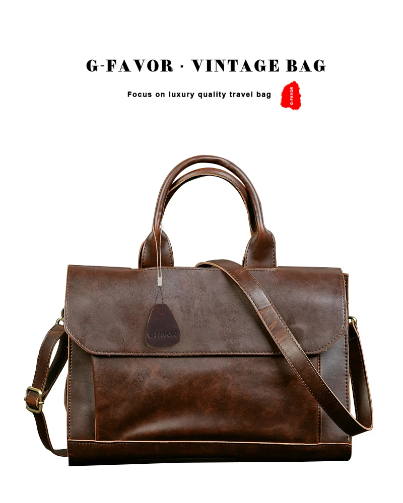 G-FAVOR Ретро мужской портфель Crazy Horse кожаная сумка для ноутбука деловые мужские сумки-мессенджеры кожаная сумка для ноутбука