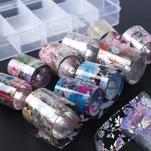 10 рулонов Фольга для ногтей набор цветов ползунки для дизайна ногтей переводная Фольга Наклейка звездное небо гелевые наконечники маникюрные Обертывания Декор LA1025