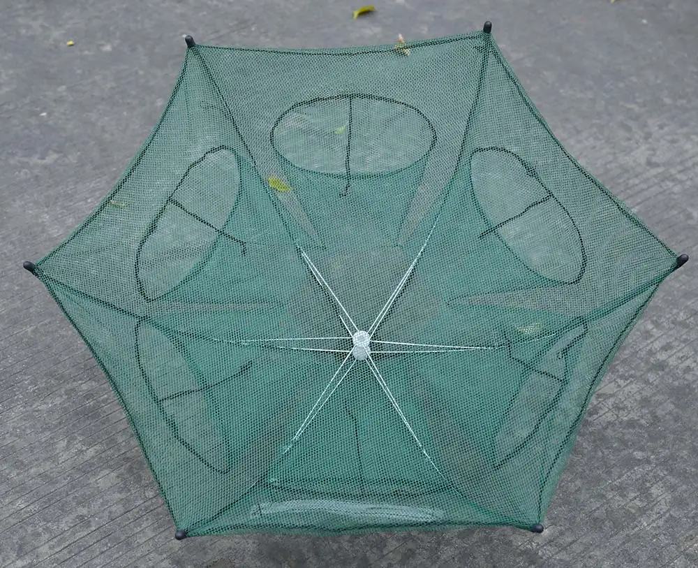 Folded Fishing Net Fish Shrimp Minnow Crab Baits Cast Mesh Trap