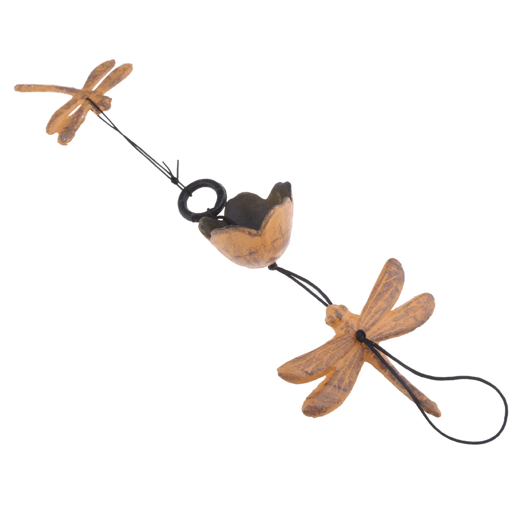 Handmade Wind Chime Pendant Balcony Decoration Creative Japanese Cast Iron Windchime Garden Wind Chime Dragon flyBell Yellow