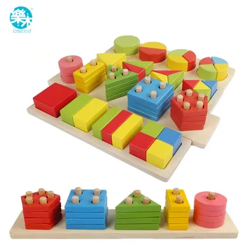 

Wooden Educational montessori Toy Children's Early Education Montessori wooden block Teaching Aids Geometric