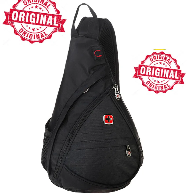 

swiss Female Fashion Sling Bag for Women and Men Mini travel Shoulder Bags gear Small Travel Chest Bag Red Black Zipper Bag
