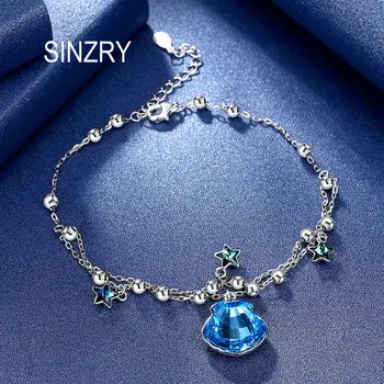 

SINZRY originally handmade 925 sterling silver brilliant imported crystal star shell charm bracelets Girl jewellery gift