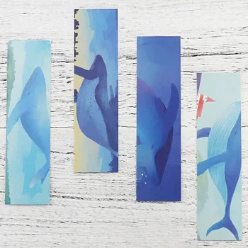 

30 pcs/box Whale Island Paper Bookmark Ocean Design Postcard Environmental Theme Stationery Korean Gift Cards