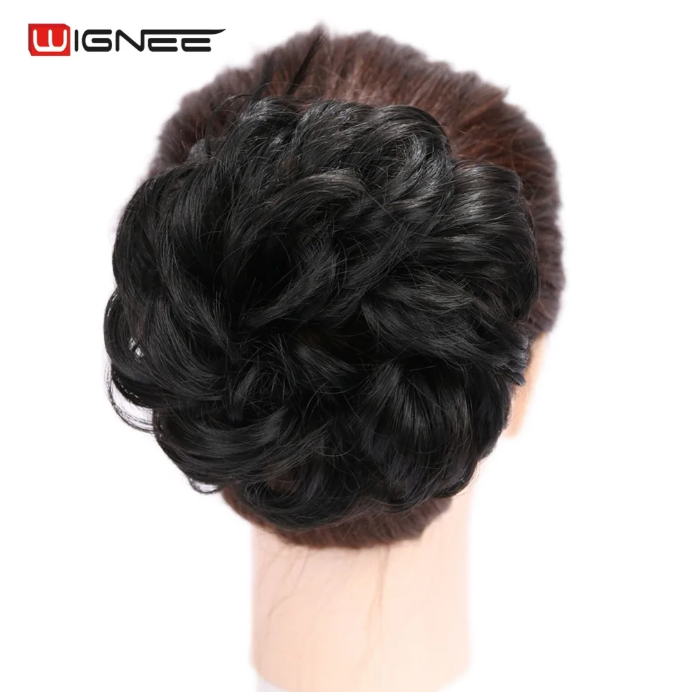 

Wignee Synthetic Fiber Curly Chignon Elastic Band Scrunchie Fake Hair Extension Bundles Updo Hairpiece Buns Drawstring For Women