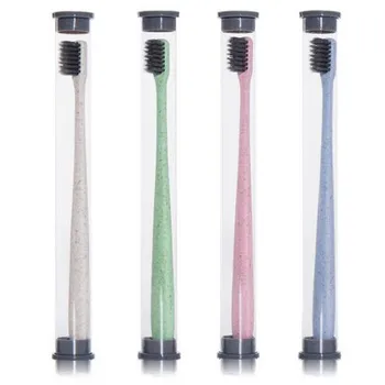 

Portable Travel Toothbrush Soft Bamboo Charcoal Wheat Stalk Handle Oral Care Nano-antibacterial Toothbrush Mini Head