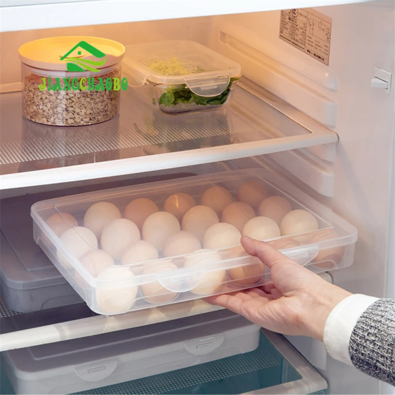 

JiangChaoBo Refrigerator Egg Box Household Transparent Crisper Egg Care Kitchen Egg Box Plastic Storage Box