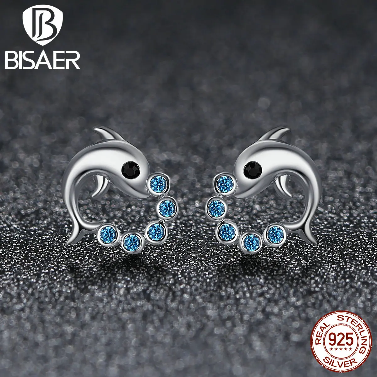 925 пробы серебряные милые серьги-гвоздики в виде дельфина для женщин, оригинальные ювелирные изделия, подарок на помолвку ECE179