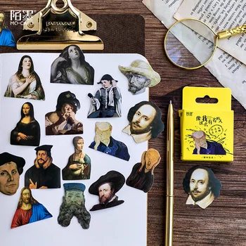 

45pcs Boxed Special-shaped Vintage The Renaissance Portrait Adhesive Sticker Sticky Notes School Office Supplies Stationery