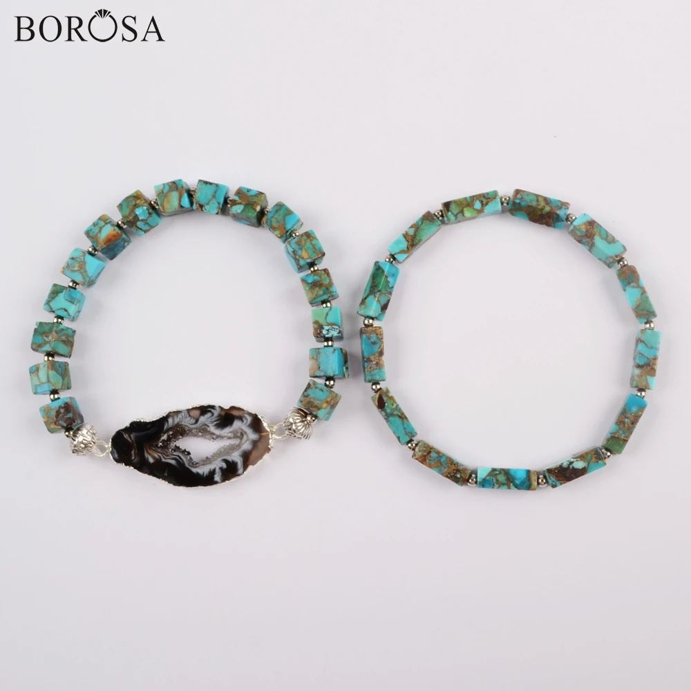BOROSA 3/5 комплектов натуральный серебристый цвет Onyx кулон Агаты друзы кусочки с