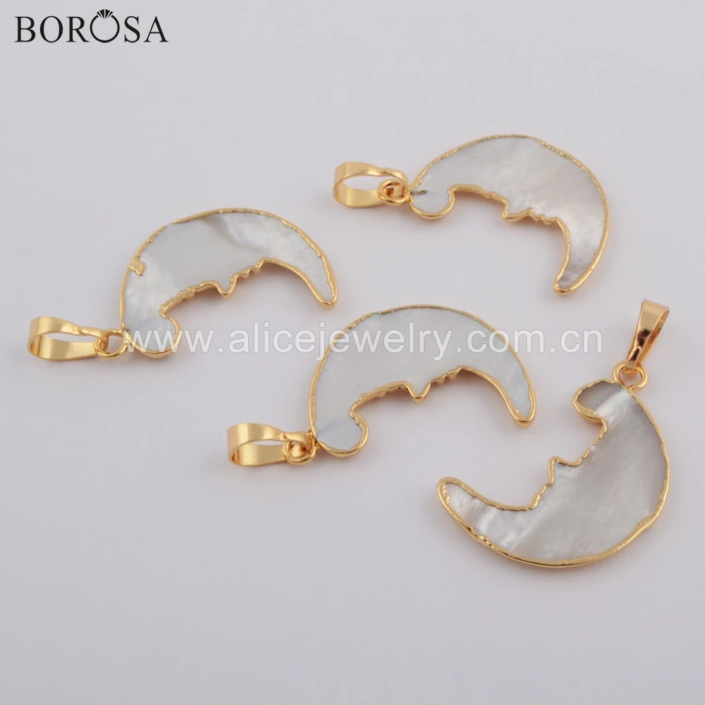 BOROSA Новинка 5/10 шт. золотое покрытие натуральная белая оболочка резная лицо