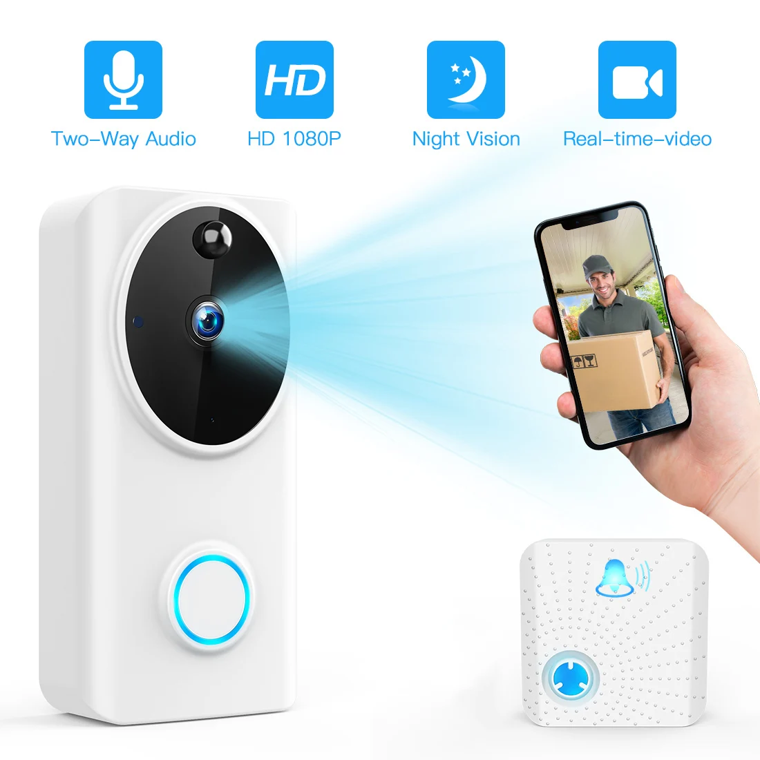 

FREDI 1080P 2.0MP WIFI Doorbell Smart IP Video Intercom Video Door Phone Door Bell Camera IR Alarm Wireless Security Cameras