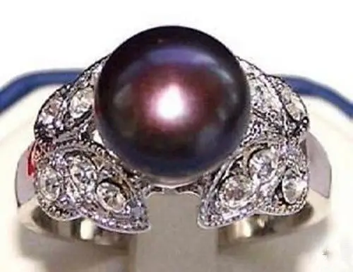 

shipping> --NATURAL SEA BLACK PEARL BUTTERFLY SILVER RING