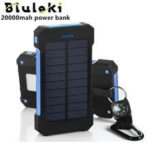 bluruki Solar Power Bank Dual USB Power Bank 20000mAh External Battery Portable Charger Bateria Externa Pack for Mobile phone