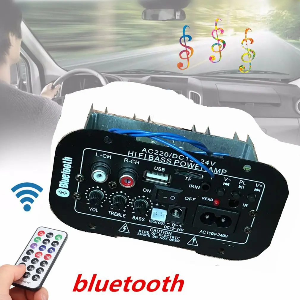 Multi-Functional Car Bluetooth Amplifier HiFi Bass Power AMP Stereo Digital Amplifier USB TF Remote for Car Home Accessories 