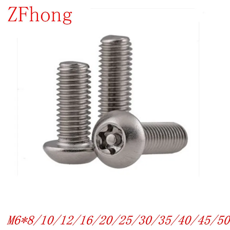 

20PCS M6*8/10/12/16/20/25/30/40/50 A2 Stainless Steel Torx Button Head Tamper Proof Security Screw Screws