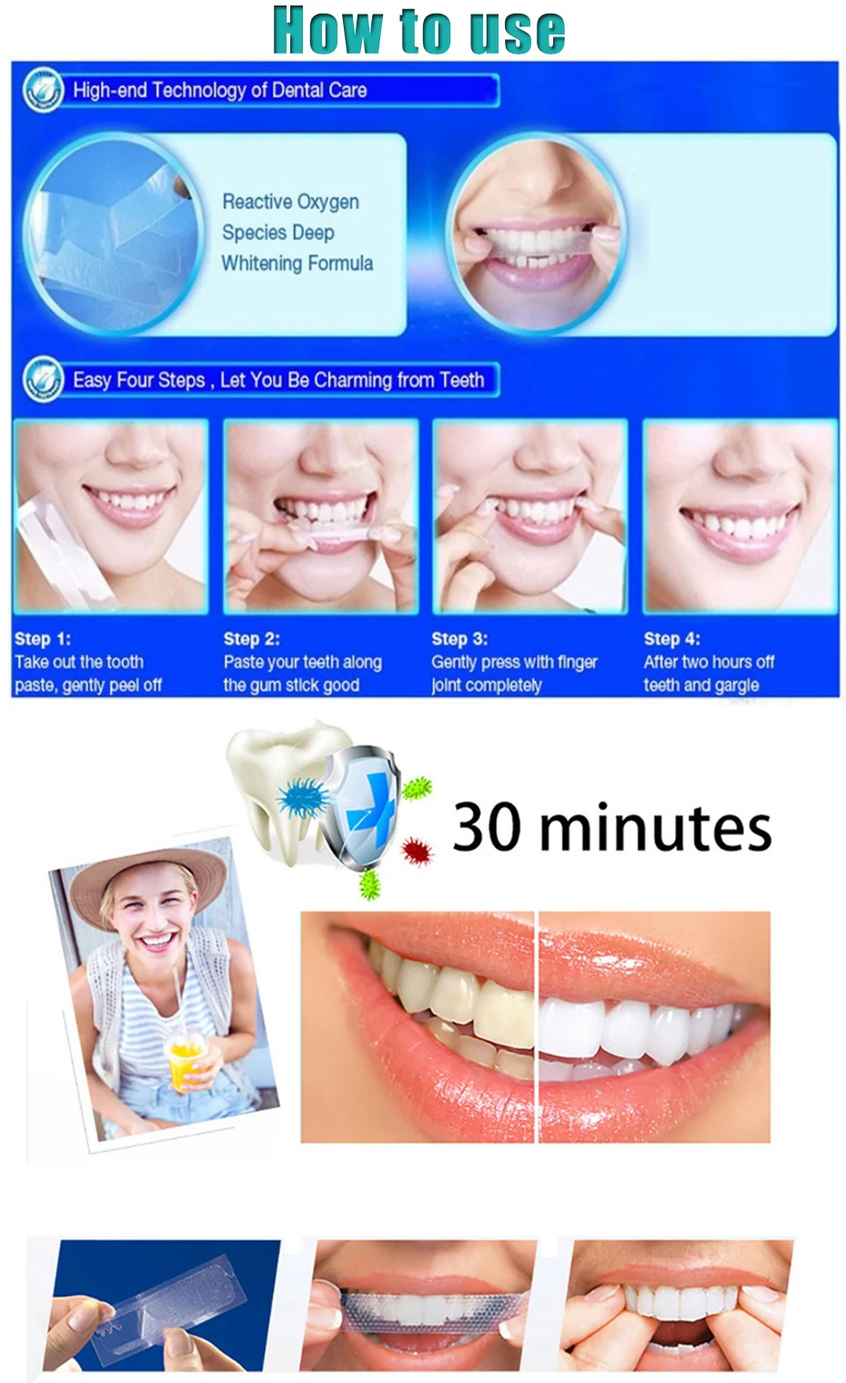 2 коробка = 28 пар удаление пятен Расширенный отбеливание зубов эластичный гель полостью рта clareamento стоматологических отбеливающие полоски