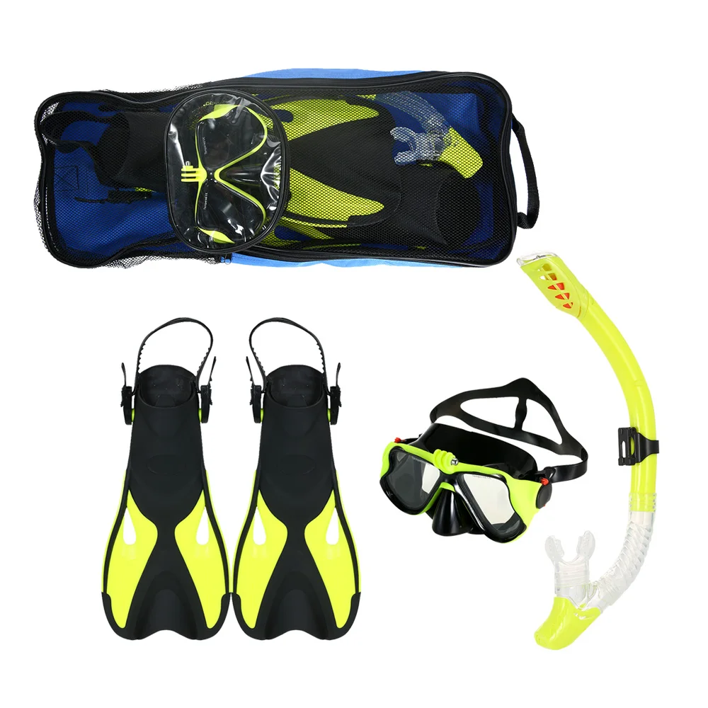 Сноркелинг комбо набор анти-туман очки маска трубка ласты для плавания подводное плавание путешествия подводное плавание очки с сумкой