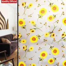 Жёлтый Подсолнух узор оконное стекло пленка непрозрачные для ванной Противоугонная Электростатическая детская комната для матирования оконного стекла пленка
