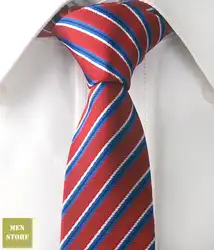 Синий и красный цвета в полоску Для мужчин жаккардовые тканые стройный узкий 2 "галстук 5 см галстуки Свадебная вечеринка галстук jt366