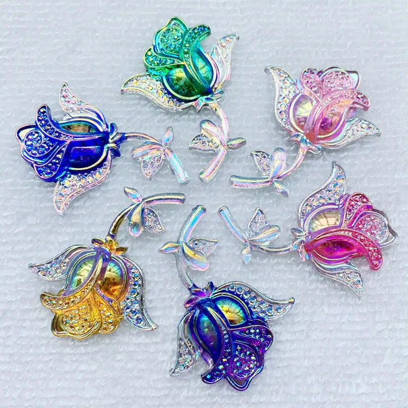 

Flatback Cabochon Large Rose Flower Form Decorating Tool DIY Resin for Making Handmade Craft 34*45mm 8pcs -B74