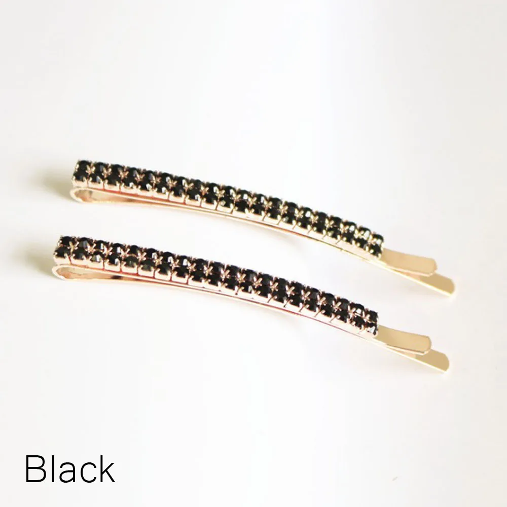 1 пара Модный сверкающий Кристалл Шпилька заколка для волос горный хрусталь головной убор женские аксессуары для волос для девочек - Окраска металла: black