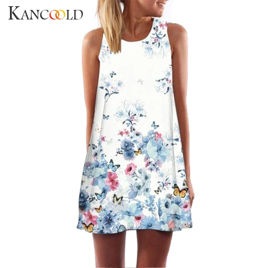

Hot 2017 Fashion Vintage Boho Women Summer Sleeveless Beach Printed Short Mini Dress Wholesale DropshippingJuly0727