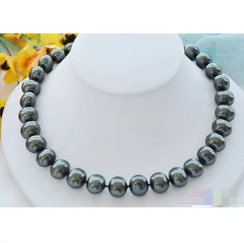 

P3897 17" 13x15mm egg black SOUTH SEA SHELL PEARL NECKLACE ^^^@^Noble style Natural Fine jewe FREE SHIPPING